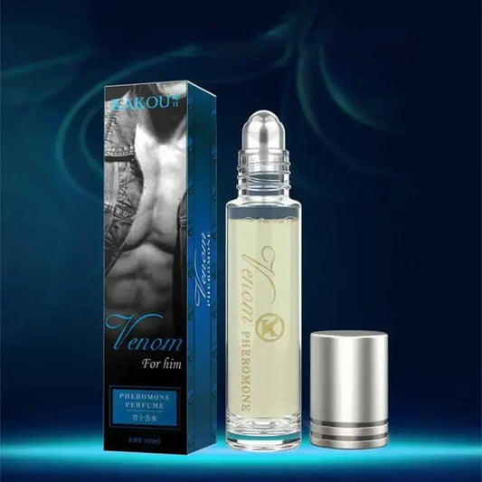 Blushimmer 10ml perfume bottle for men and women, featuring a round design and lasting fragrance with pheromones for attraction.