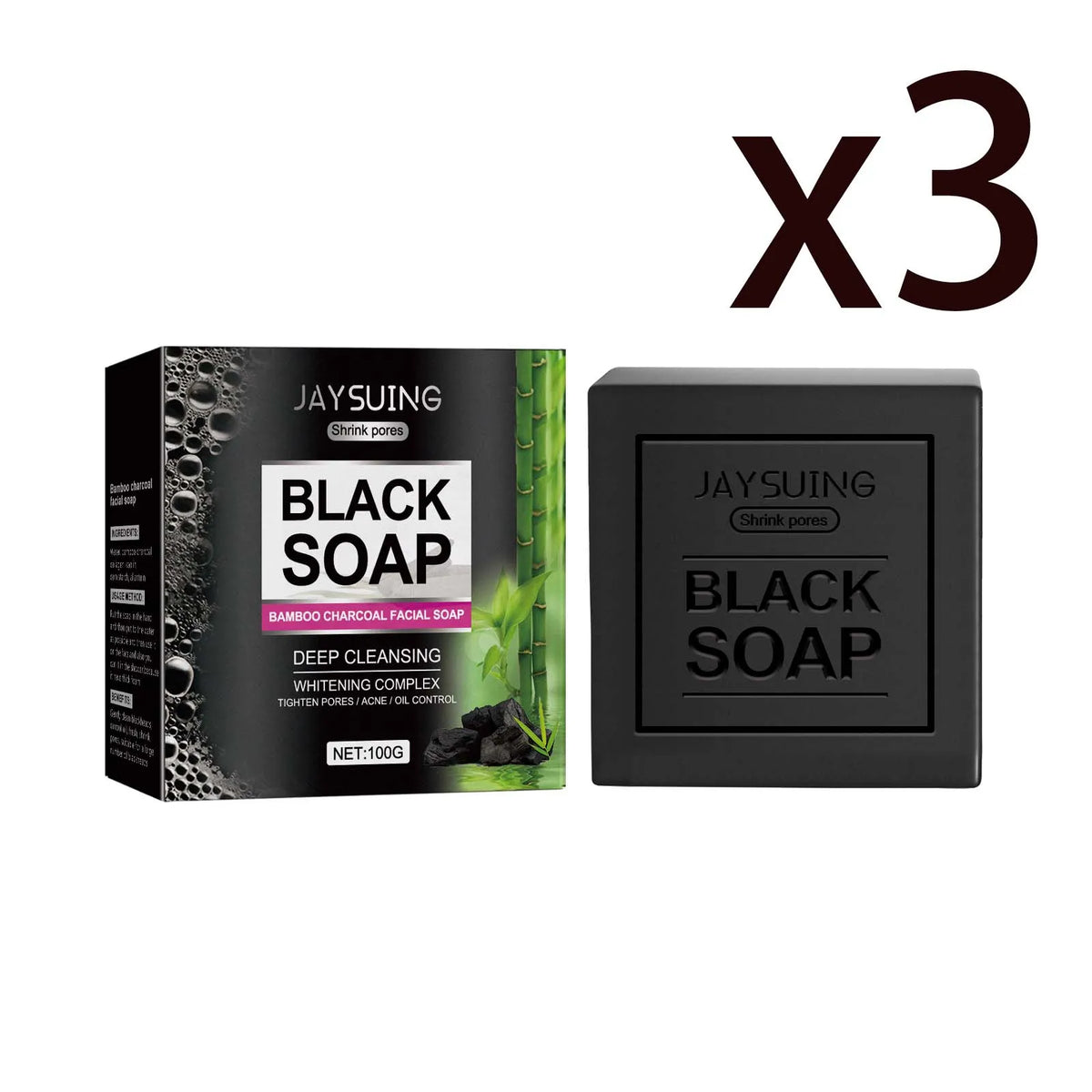 Bamboo Charcoal Cleansing Face Soap Remove Facial Dirt Reduce Blackheads Prevent Pore Blockage Deep Exfoliating Cleansing Soap