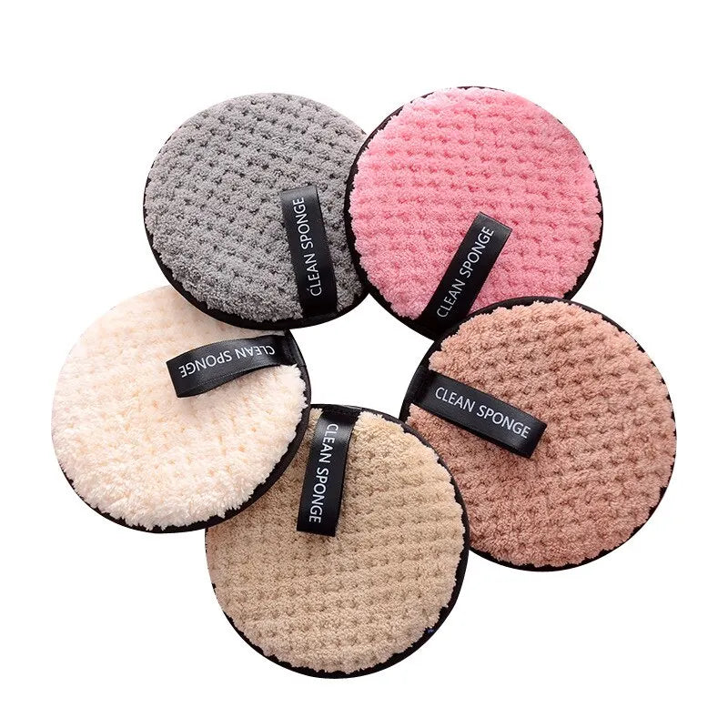 Set of 4 Blushimmer microfiber cotton makeup remover pads for gentle, washable facial cleansing and skincare.