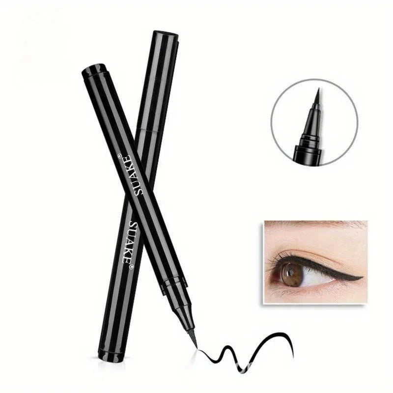 Blushimmer waterproof eyeliner in black with smudge-proof, sweat-proof, and natural-looking formula, gliding smoothly on the eyelid.