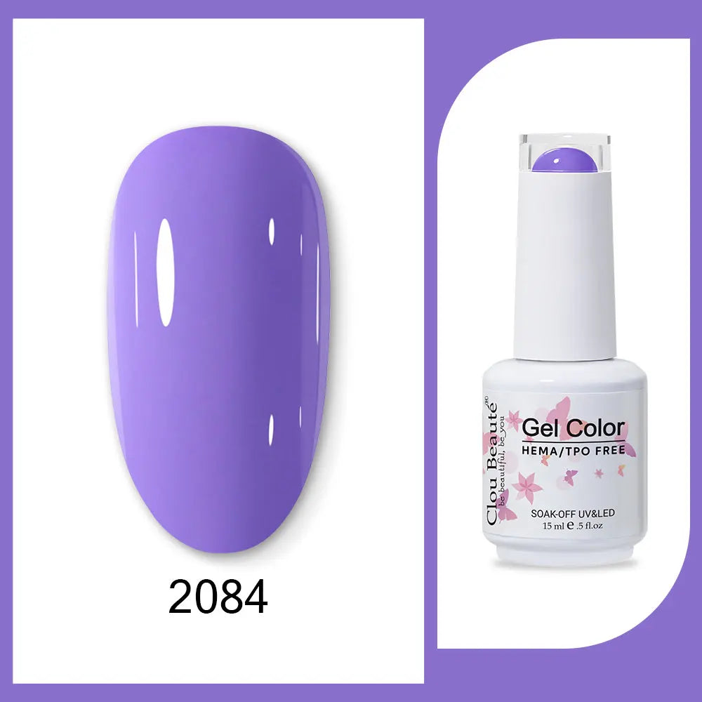 Blushimmer Clou Beaute 15ml semi-permanent gel nail polish with red, black, white, green, and neon velvet top coat, 400 color options