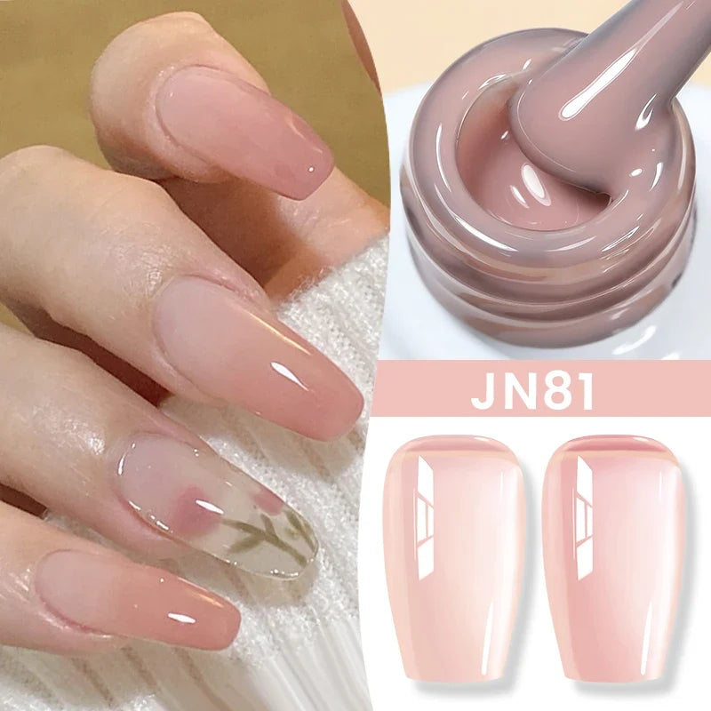 Blushimmer Born Pretty Jelly Nude Gel Nail Polish in light pink peach, 10ml, with a translucent gel finish for DIY nail art.