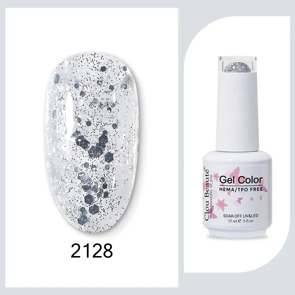 Blushimmer Clou Beaute 15ml neon red, black, white, and green gel nail polish with velvet top coat, semi-permanent gel varnish, 400 colors