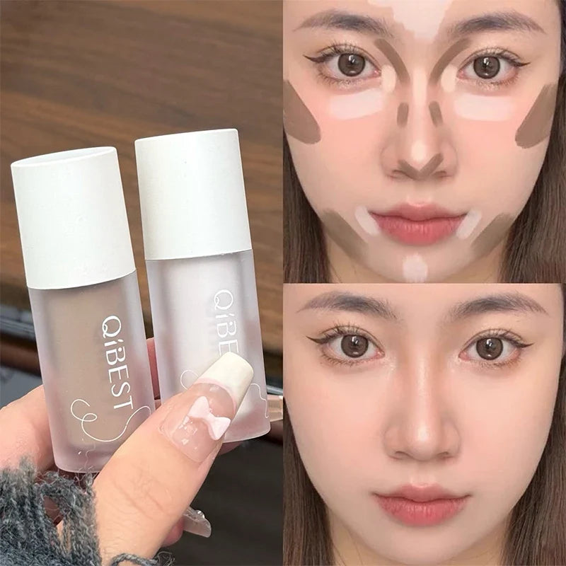 Blushimmer QIBEST liquid contour highlighter and blush cream with matte finish for face, cheeks, and contouring makeup.