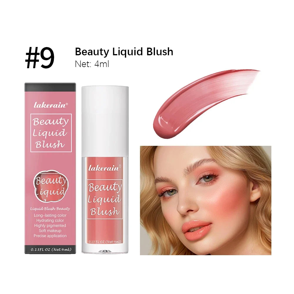 Blushimmer liquid blush in orange peach shade, velvet matte face pigment, waterproof cream cheek tint, 4ml.