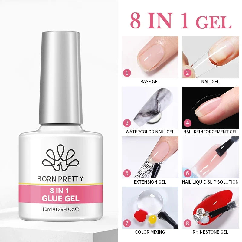 Blushimmer Born Pretty Jelly Nude Gel Nail Polish in light pink peach, translucent 10ml UV cure gel for DIY nail art.