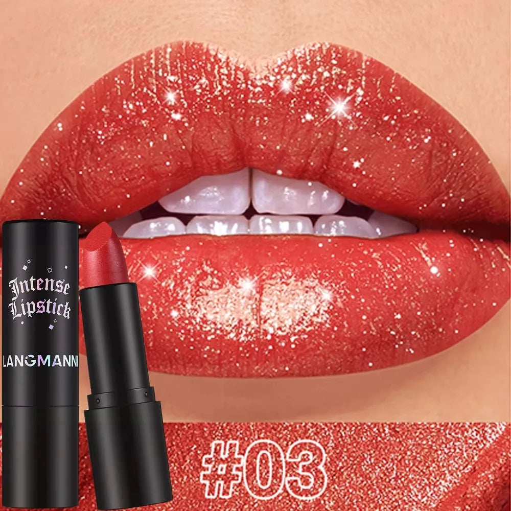 Chocolate brown metallic glitter lipstick by Blushimmer with shimmery, long-lasting, waterproof, and non-fade pearl sparkle.