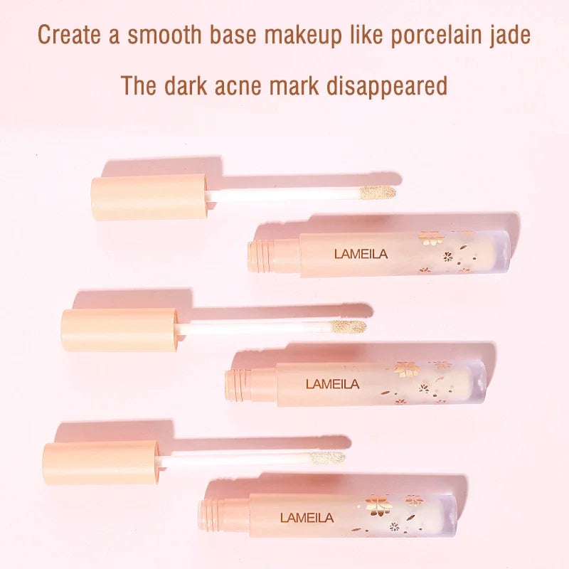 Blushimmer liquid concealer for dark circles and acne coverage, natural makeup effect, foundation cream for skin imperfections.