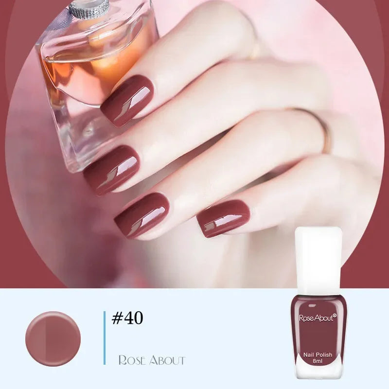 Blushimmer no-bake water-based nude nail polish bottle with colorful glitter sequins, quick-drying and long-lasting, tearable formula.