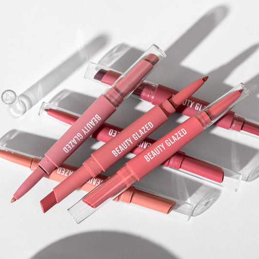 Blushimmer 2-in-1 lip liner and lipstick pen with waterproof, long-lasting matte finish, suitable for daily use.