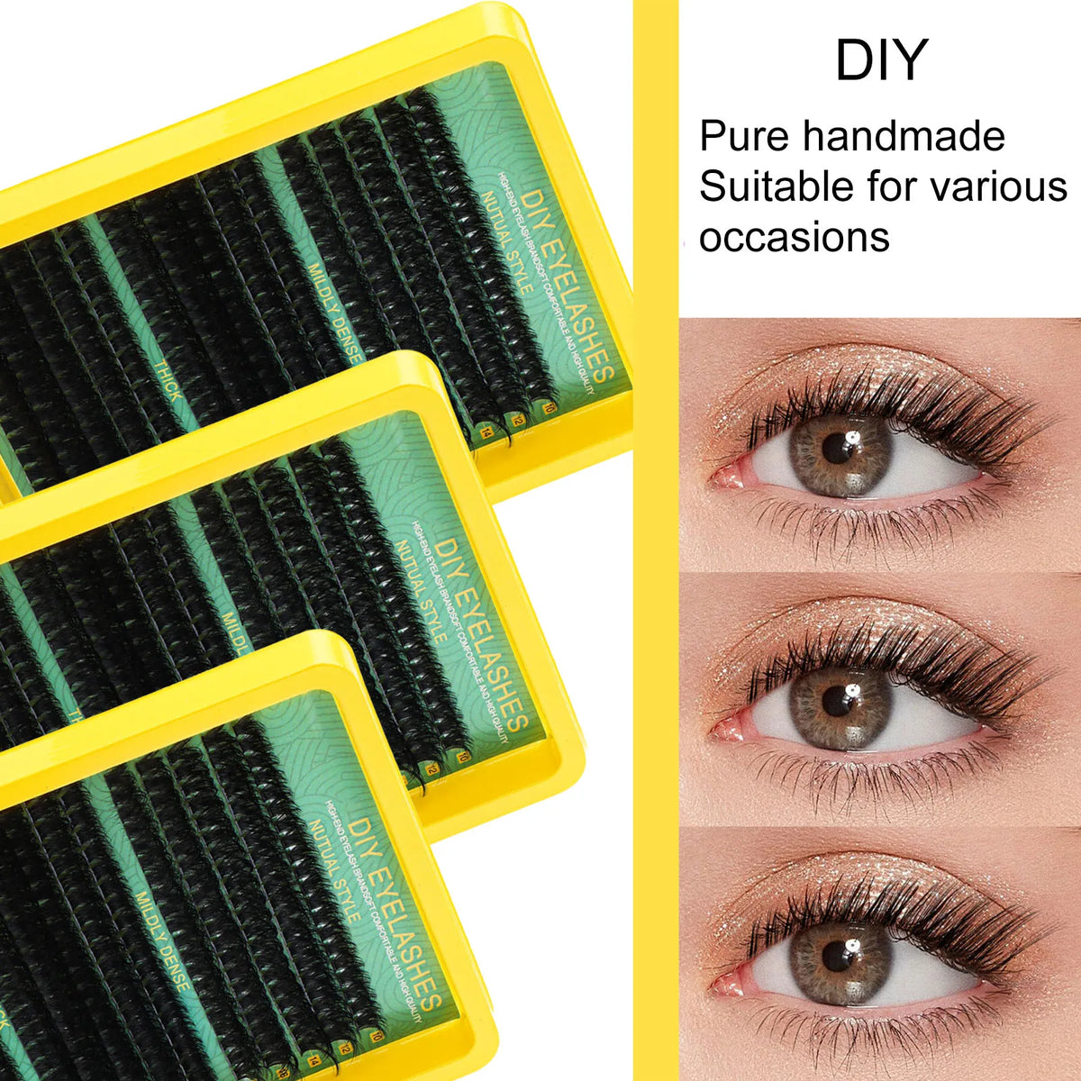 Blushimmer Lash Clusters Kit with natural 10-16mm spiky volume eyelash extensions and individual lash clusters for a full, dramatic look.