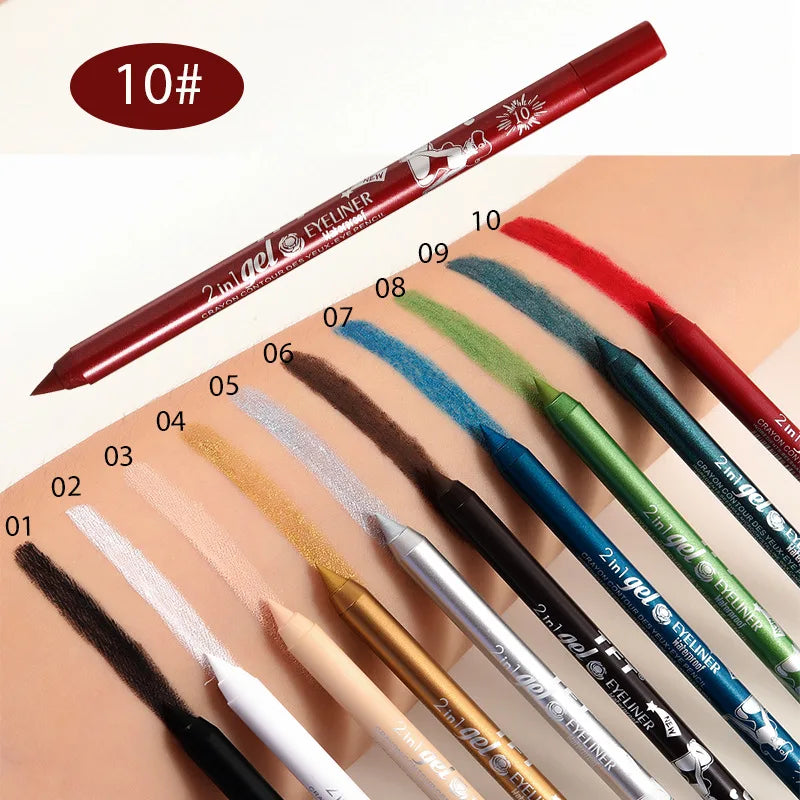 Blushimmer waterproof gel eye liner pen with vibrant blue, black, and white pigment for long-lasting eye makeup application.