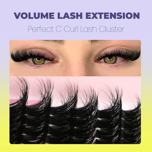 Blushimmer GROINNEYA Lashes Clusters cat eye wispy individual eyelash extensions for DIY makeup, fluffy and voluminous.