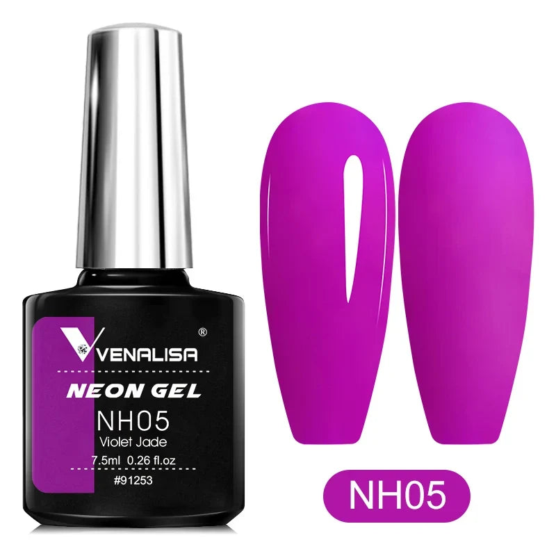 Bright neon color gel polish by Blushimmer, showcasing vibrant UV and LED soak-off nail gel with fluorescent finish.