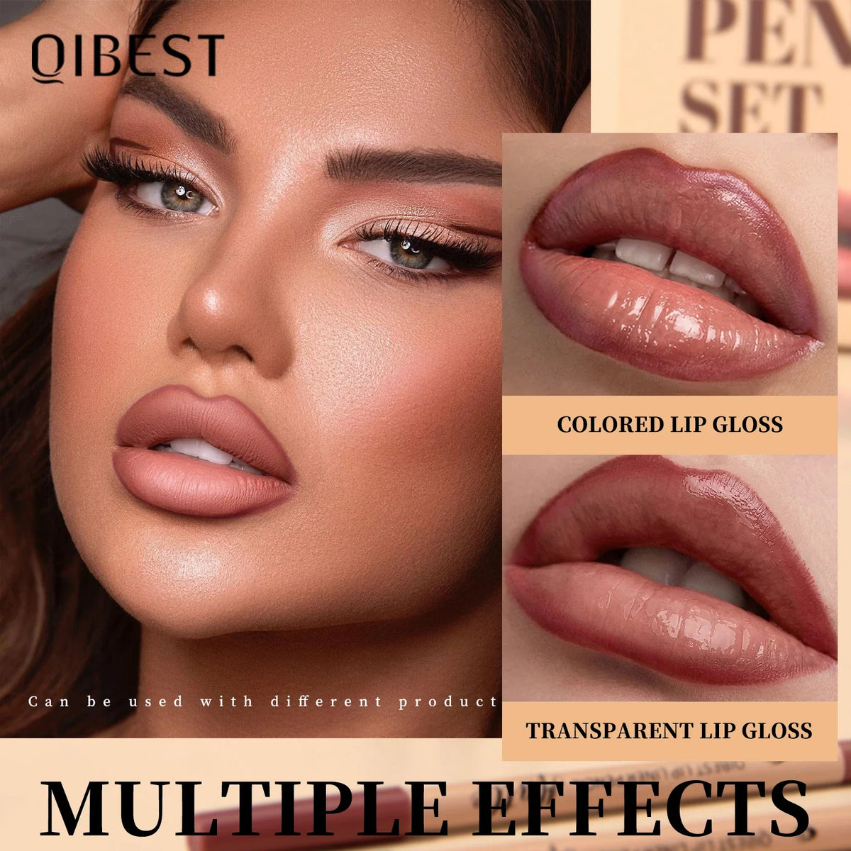 Blushimmer 12-color matte lipstick and lipliner set featuring nude shades, waterproof, non-drying, and lip contour makeup.