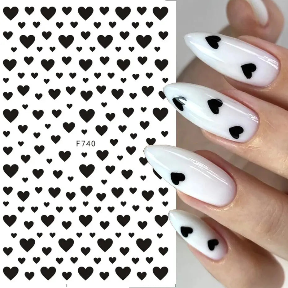 Set of 6PCS Blushimmer 3D Valentines Day nail art stickers with love letter and cute girl cartoon designs for phone and nail decoration.
