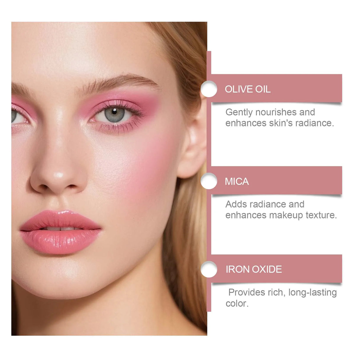 Blushimmer Pink Sakura Cream Blush Stick with natural, hydrating, lightweight formula for smooth, comfortable cheek tint application