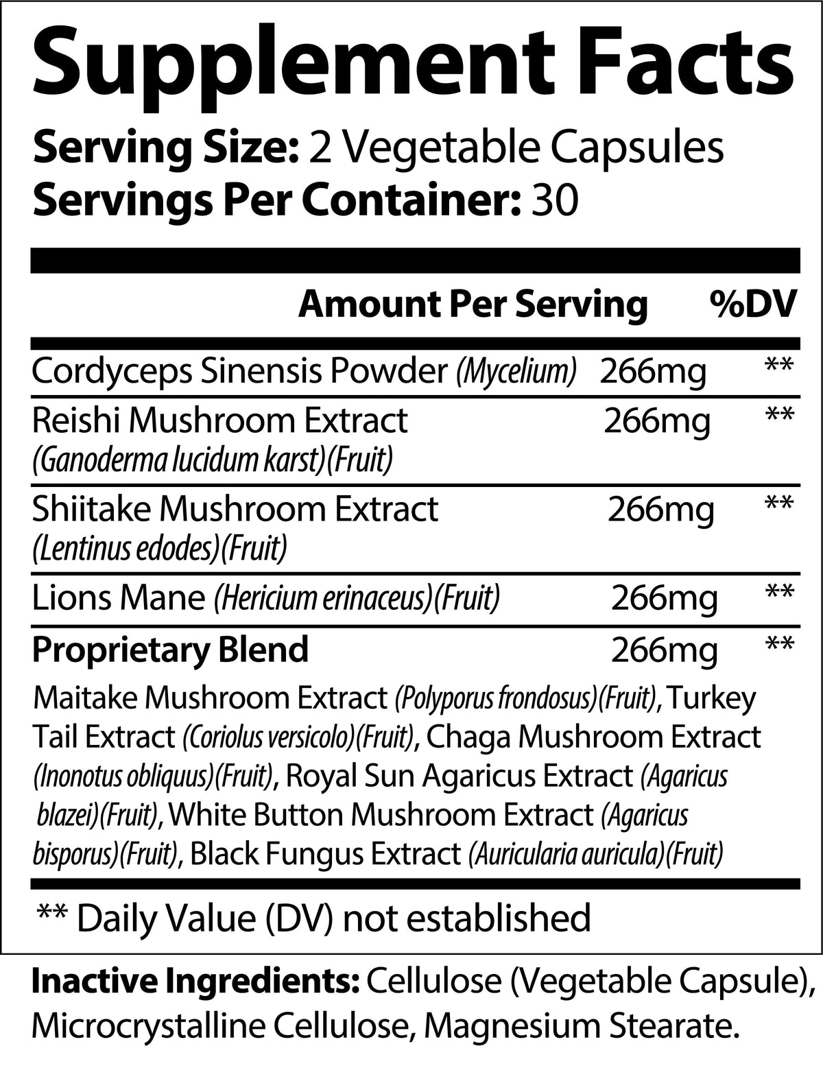 Nutra Moment Super Mushroom supplement facts label showing ingredients and nutritional information for health and beauty support.