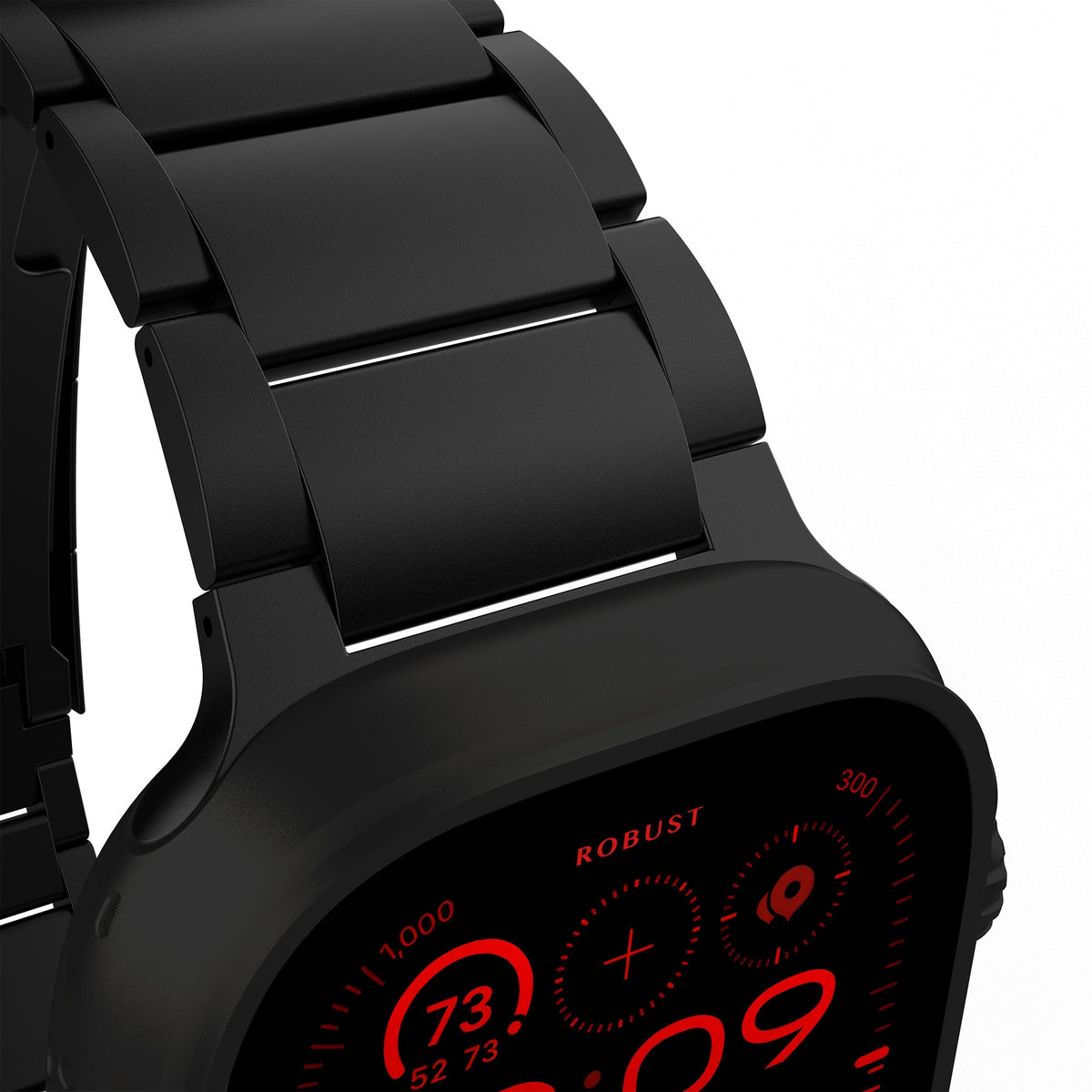 Close-up of Robust Titanium Band T01 for Watch Ultra 2, showing sleek, durable titanium material and precise fitting.