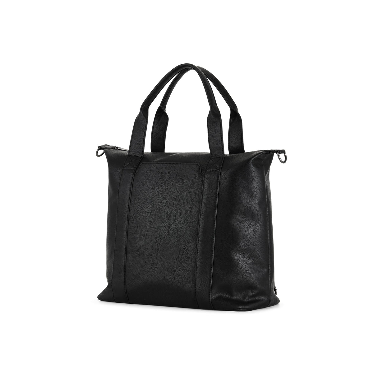Black Palermo Tote Bag by Bugatti Collections, showcasing its spacious design and stylish leather handles from an angled view.