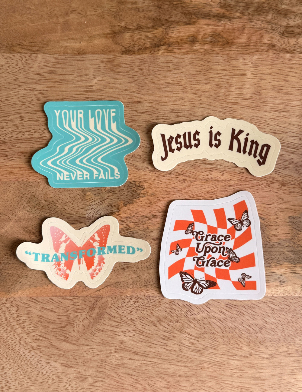 Set of nostalgic throwback stickers from Elevated Faith, featuring colorful, vintage-inspired designs for decorating notebooks and laptops.