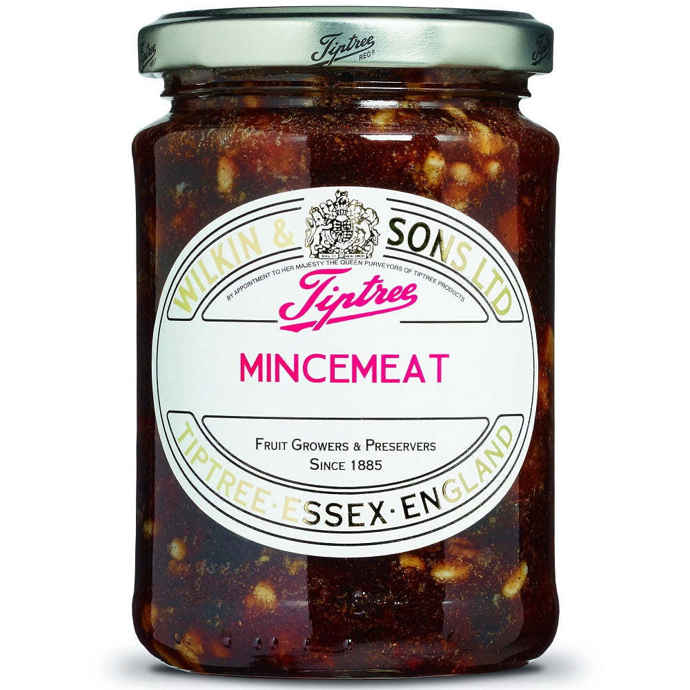 Tiptree Mincemeat 312g jar, traditional fruit filling for baking and desserts, with a rich, festive appearance.