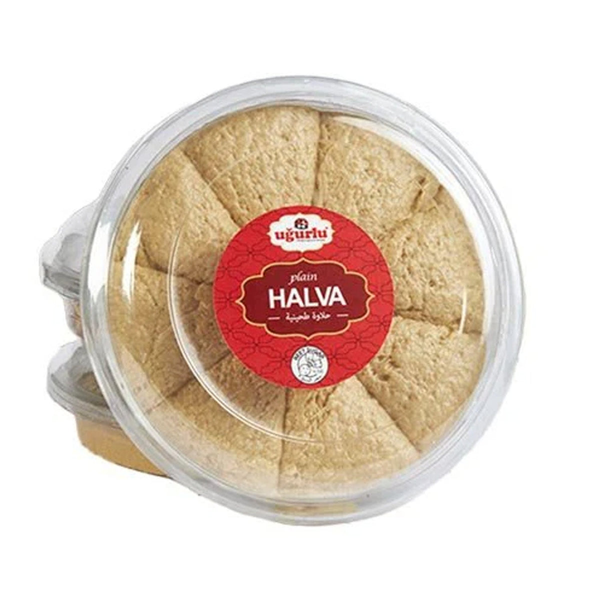 S101 Ugurlu plain halva in 350g package, showing a creamy, textured halva dessert with a smooth surface and rich color.