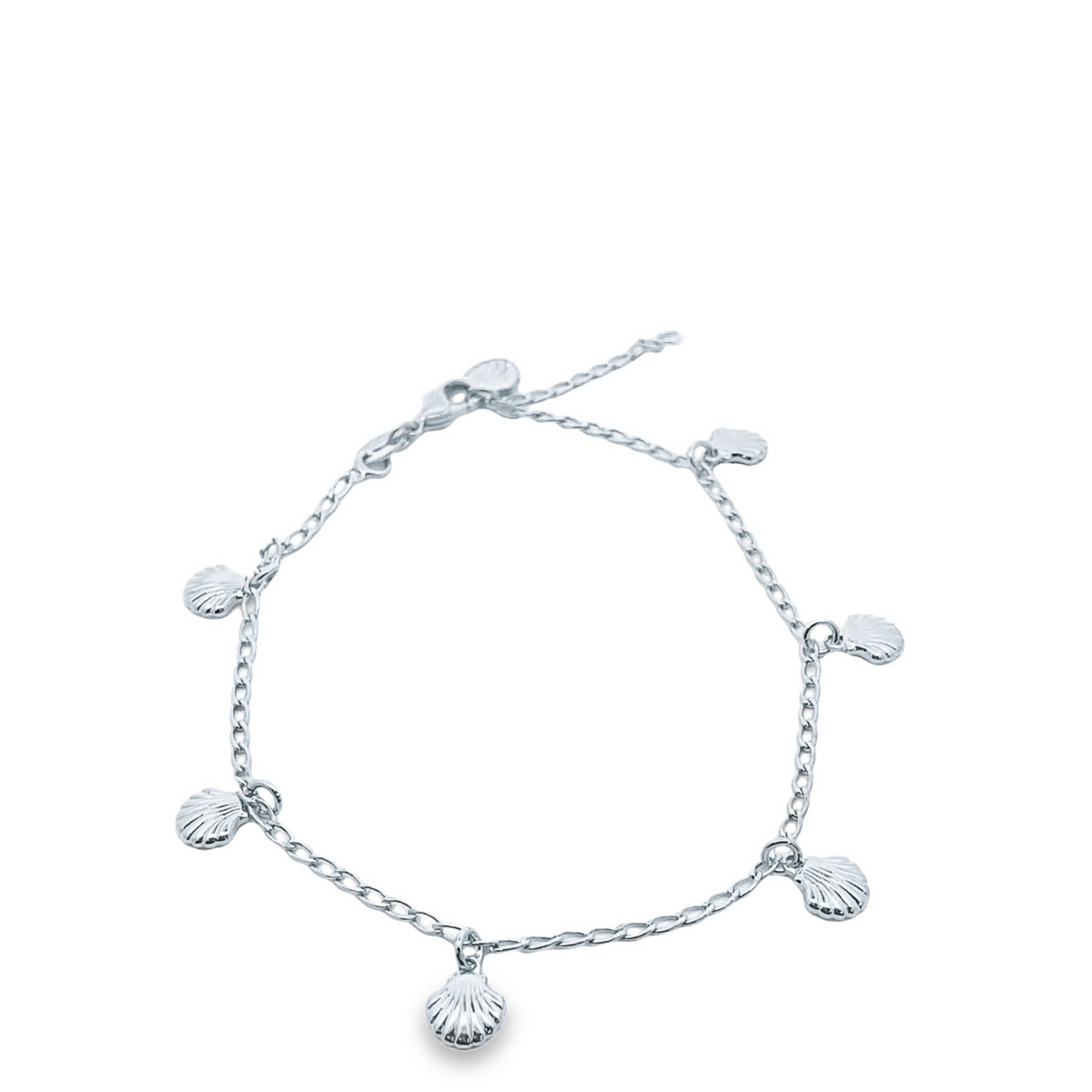Gold filled beach sea shells charm anklet by MIA Jewelry featuring delicate shell charms on a chain.