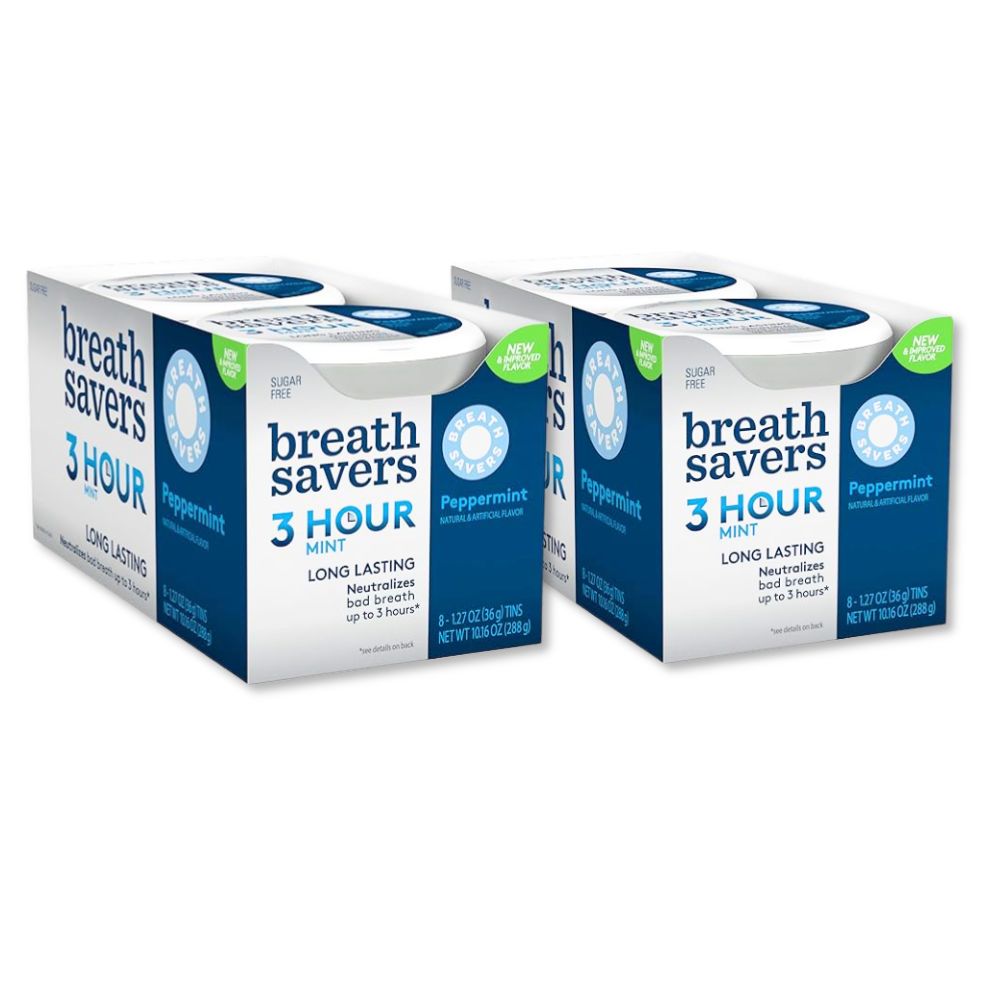 Candy In Bulk Breath Savers Mint Mints in 1.27 oz tin, sugar-free peppermint flavor, fresh and convenient for freshening breath