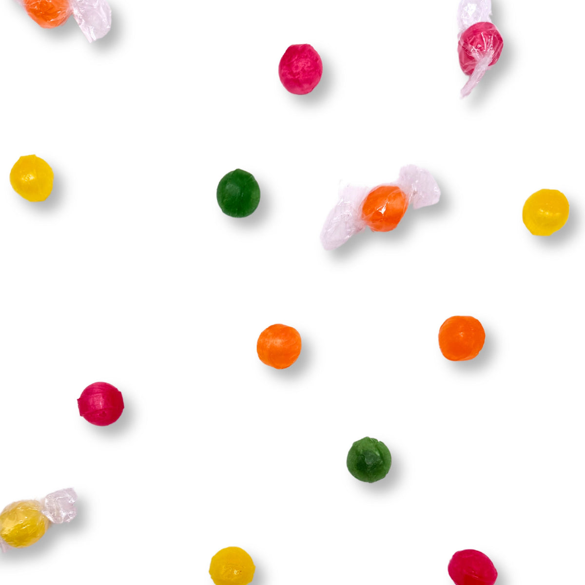 Assorted Fruit Flavored Sour Balls Hard Candy in a bulk value bag by Candy In Bulk, colorful candies on a white background.