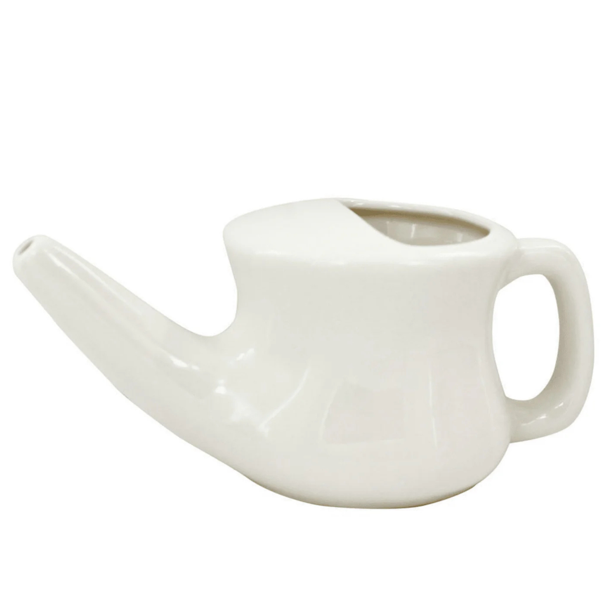 Ceramic Neti Pot for nasal cleansing, featuring a simple design by Paavani Ayurveda for sinus health and Ayurvedic nasal irrigation.