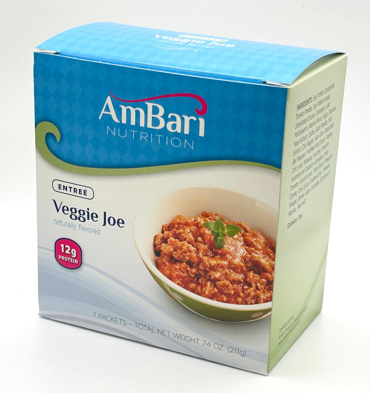 Vegetarian Sloppy Joe by AmBari Nutrition featuring a savory veggie filling in a sandwich bun, ready to eat.