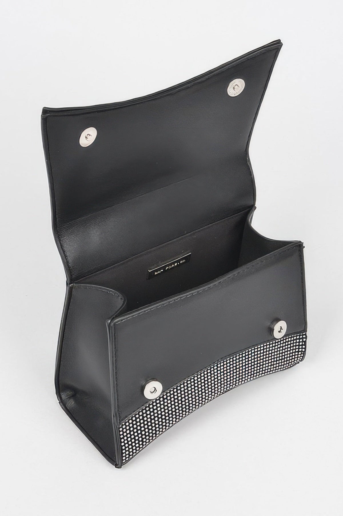 Women's rhinestone top handle handbag from BYMANYC ® New York, featuring a stylish design and elegant top handle.