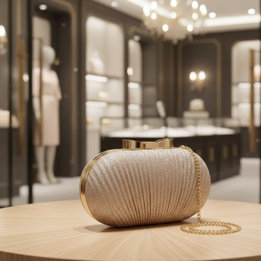 Women's Broadway Glam Clutch from BYMANYC Manhattan Chic Collection, featuring elegant design and gold-tone accents.