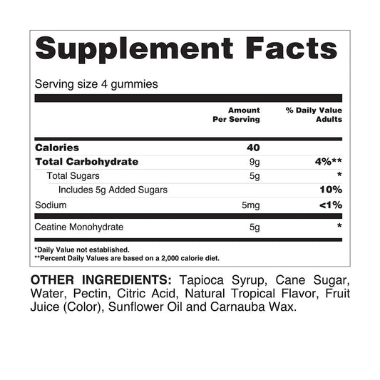 Tapioca creatine gummies by Your Label, showing colorful chewy supplements designed for muscle support and energy.