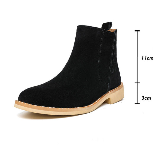 Men's mid-cut British leather Martin boots by BACKUPMYFILESNOW.COM® with sturdy soles and classic design, displayed on a plain background.