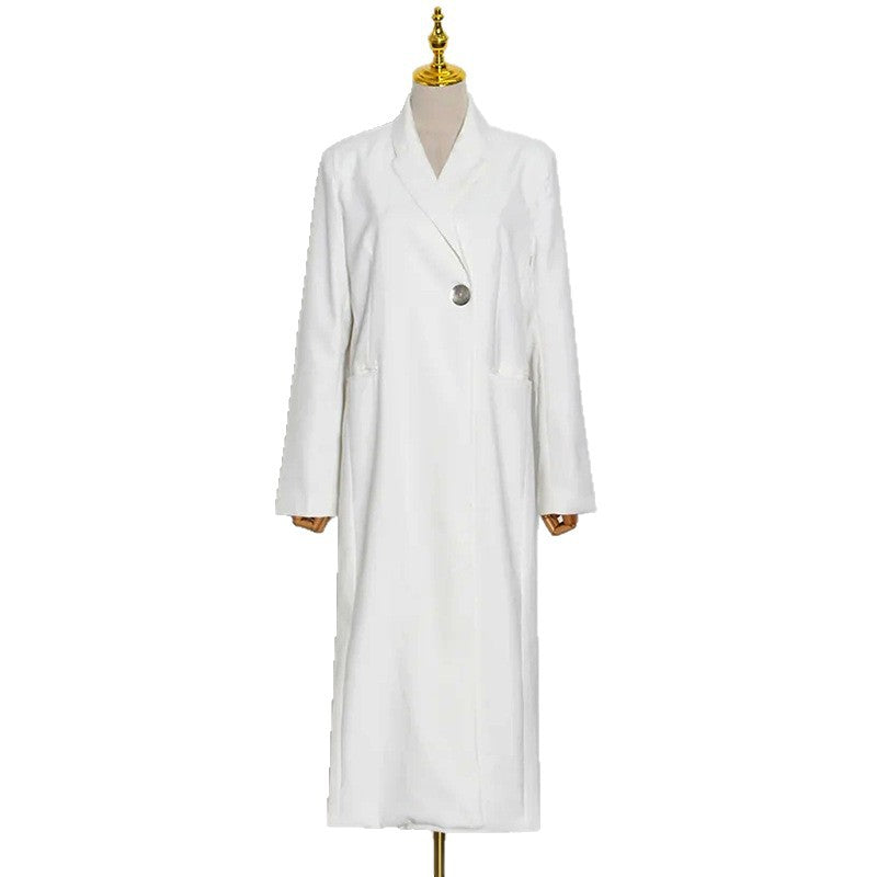 Women's commuter-style blazer trench coat in a designer-inspired tailored silhouette