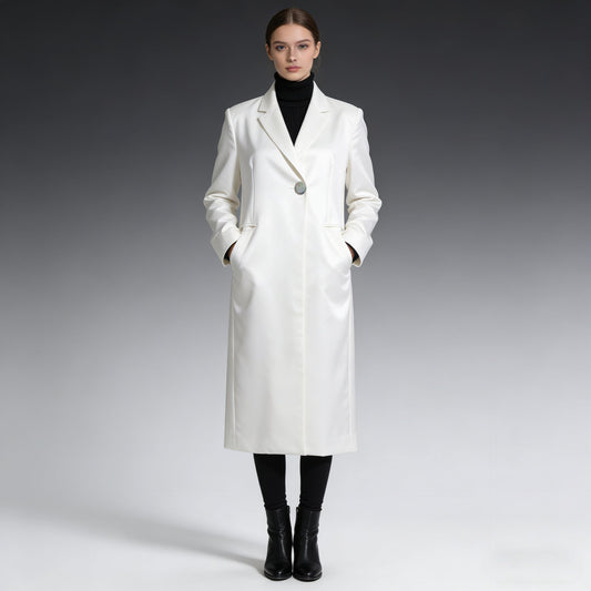 Women’s designer-inspired blazer-style trench coat in a commuter-friendly silhouette