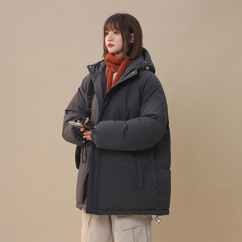 Women's loose-fitting solid-color versatile cotton coat by My Store