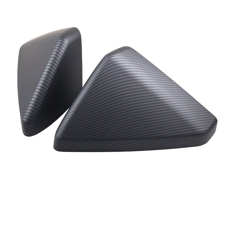 ABS mirror covers for Tesla Cybertruck with carbon fiber pattern, available in 2 finishes, by Tesery.