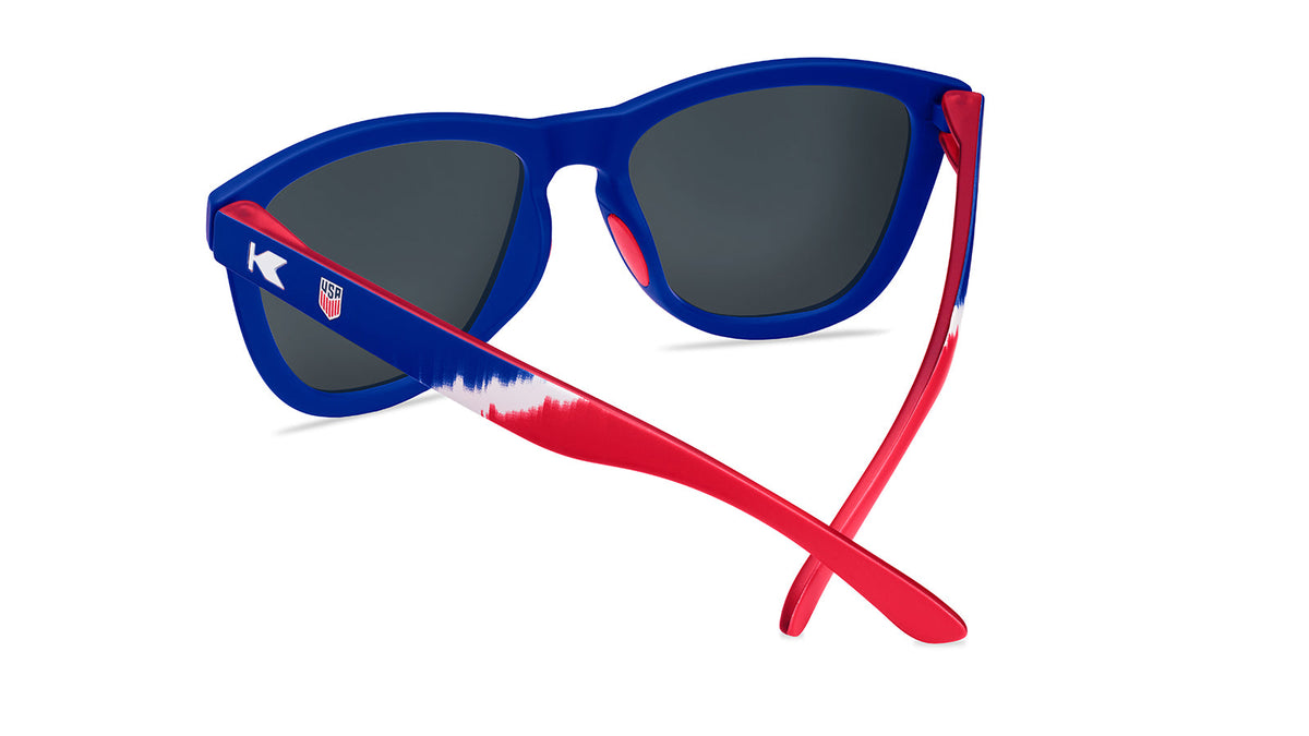 U.S. Soccer 2024 Knockaround sunglasses by Goal Five, stylish lifestyle sunglasses with premium black frames and dark lenses.