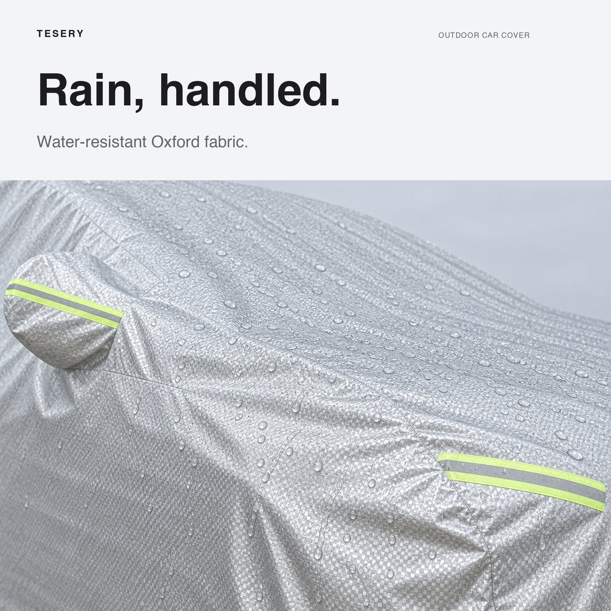 All-weather waterproof Oxford car cover for Tesla Model 3, Model Y, and Model S, protecting against rain and dust.