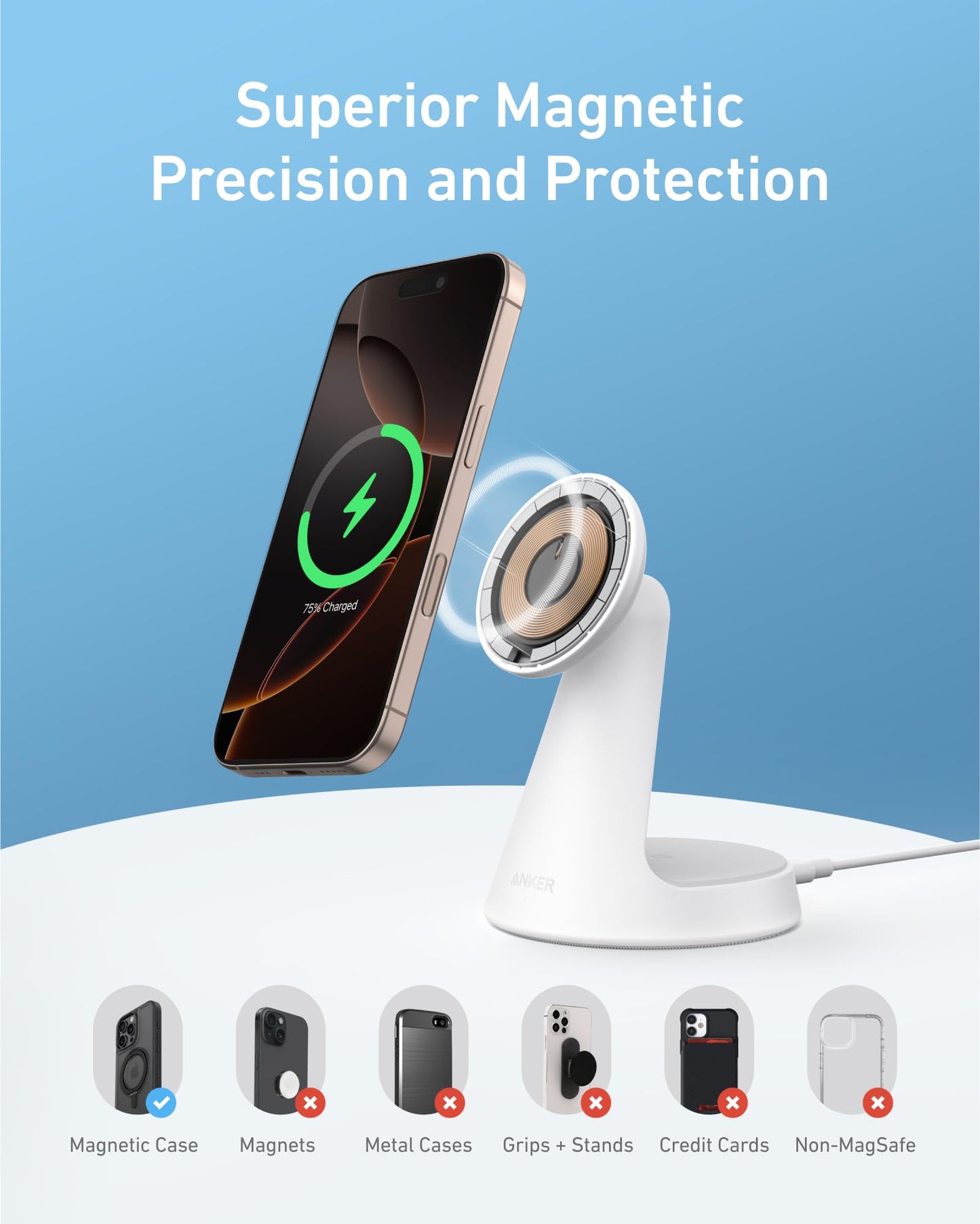 Anker MagGo Wireless Charger (2-in-1, Dock Stand) with USB-C Cable BOA - BACKUPMYFILESNOW.COM®