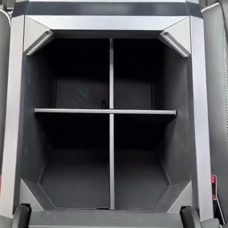 Cybertruck armrest storage box divider by Tesery Official Store, fits seamlessly and organizes the vehicle's interior.
