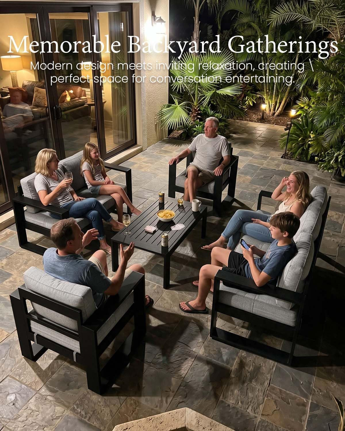 Aluminum Outdoor Conversation Furniture Fire Pit Table
