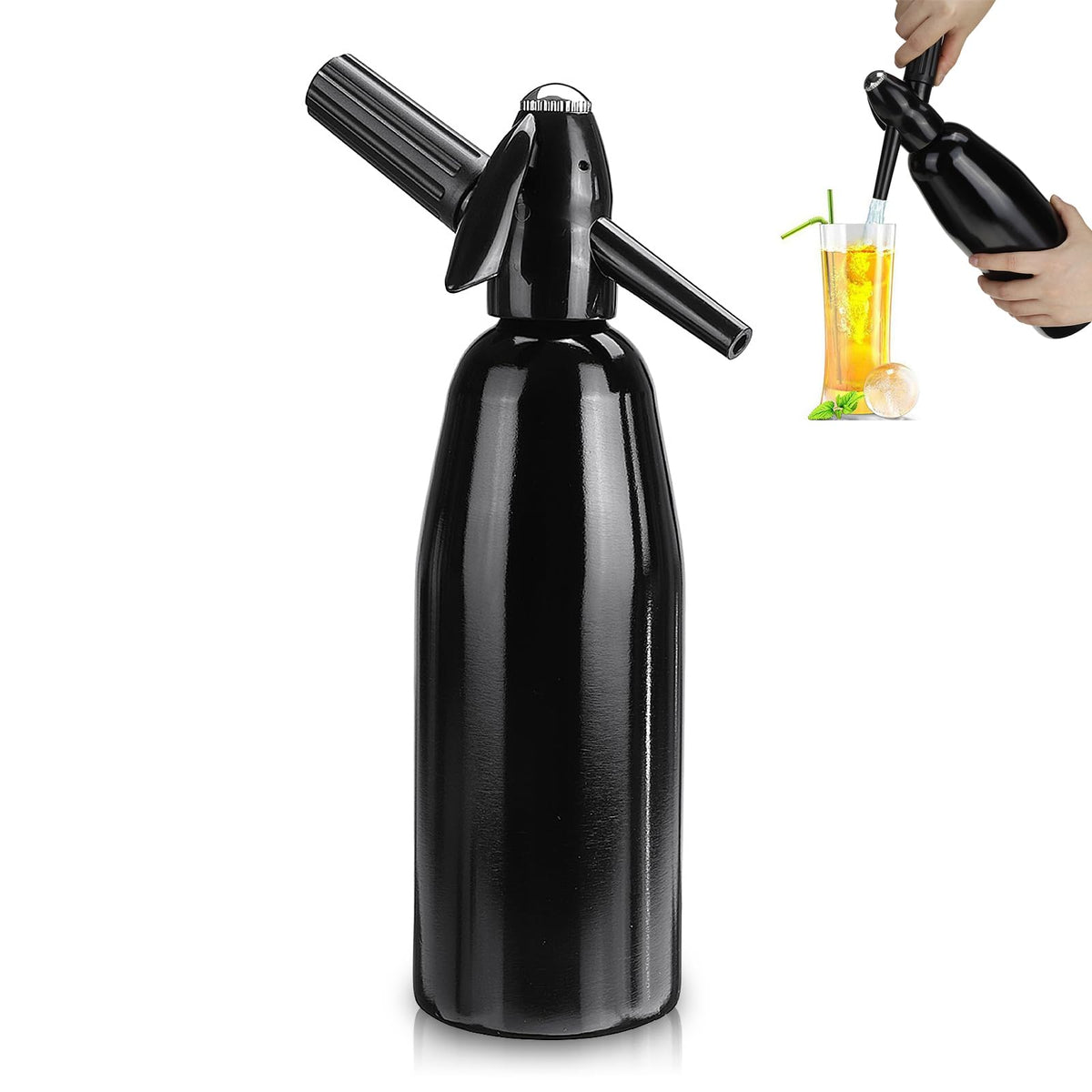 Sleek Sparkle Soda Machine 1L by BACKUPMYFILESNOW® with a modern design and transparent container for sparkling water.