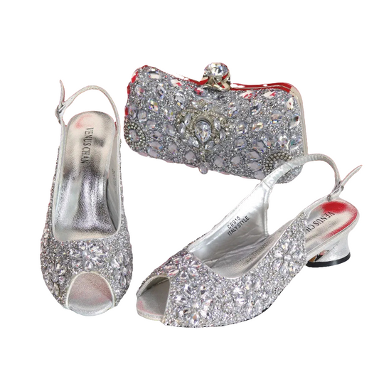 Elegant EdleessFashion pumps shoes and matching bags displayed against a neutral background, showcasing stylish footwear and accessories.