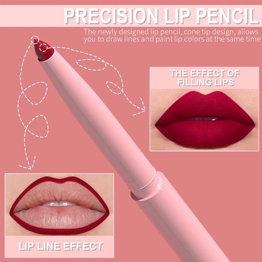 6-piece BackupMyFilesNow.com lip liner pen set with waterproof, sweatproof, long-lasting, easy-to-apply, non-fading lip color.