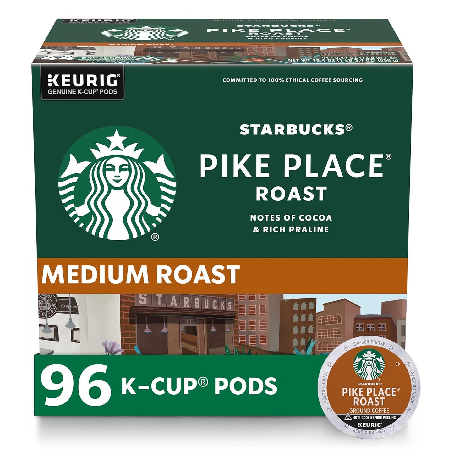 BackupMyFilesNow Starbucks K-Cup coffee pods, medium roast Pike Place blend, 16-pack for hot or iced coffee, compatible with Keurig.