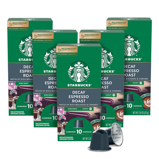 Pack of 50 Starbucks by Nespresso Original Line espresso pods in an intense variety pack, suitable for Nespresso espresso machines.